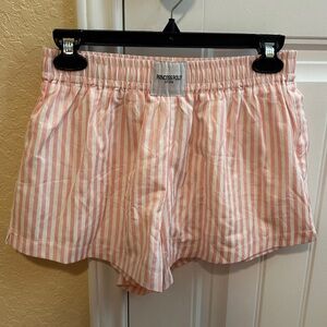 Princess Polly Blush and White Striped Shorts